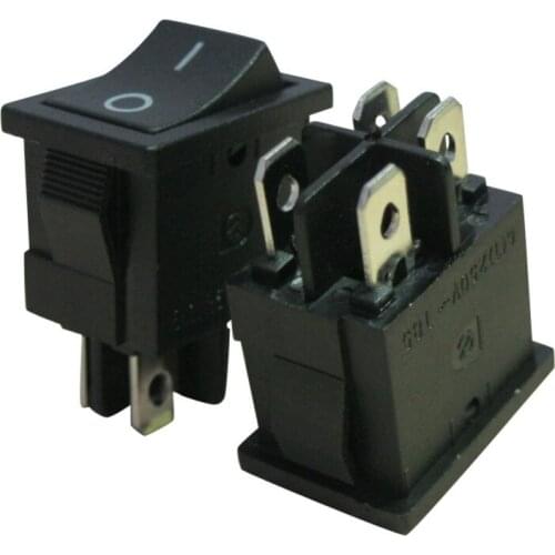 10Pcs AC 250V/6A,125V/10A,Black ON/Off DPST 4 Pin 2 Position Rocker Toggle Switch KCD1-4-201