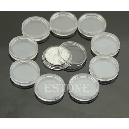 10PCS Applied Clear Round Cases Coin Storage Capsules Holder Round Plastic 20mm