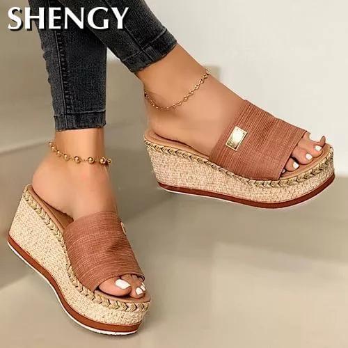 2020 Summer Women Wedge Slippers Platform Flip Flops Soft Comfortable Casual Shoes Outdoor Beach Sandals Ladies Slides Dropship