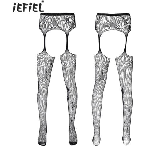 2021 Sexy Mens Lingerie Party Fishnet Tights Open Crotch Mesh Pantyhose Plus Size Nylon Stretchy Crotchless Stockings Hosiery
