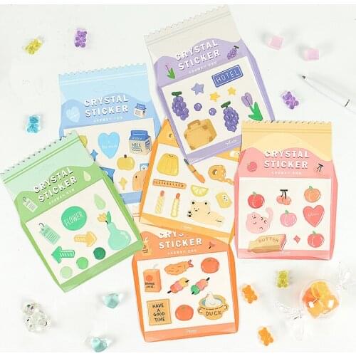 6pcs/LOT fruit hard candy series decorative sticker dropping glue sticker