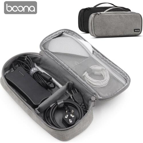 BOONA Laptop AC Adapter Charger Cable Storage Bag Shockproof Waterproof Travel Organizer for Power Cord, Mouse Single Layer