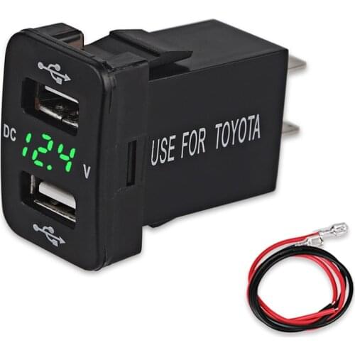 For Toyota 12V 24V Car Dual USB Car Charger Socket Power Adapter 5V Fast Charging 4.2A Car Phone Charger LED Display Voltmeter