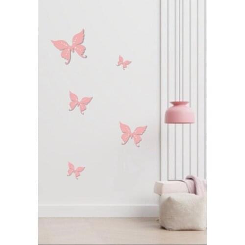 B.I.W.PINK BUTTERFLIES 3MM MDF WOOD LASER CUT WALL DECOR