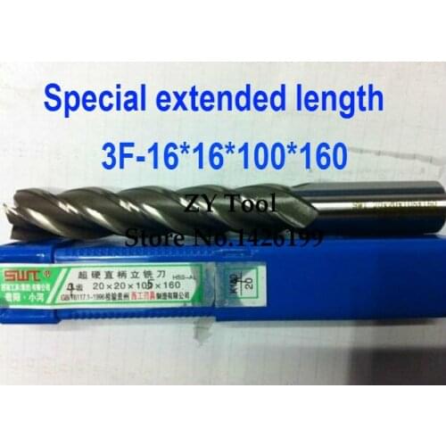 Free shipping 1pcs 16mm 3 Flute HSS & Special extended length Aluminium End Mill Cutter CNC Bit Milling Machinery Cutting tools