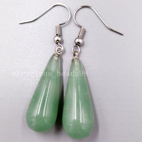 Free Shipping Beautiful Aveturine Water Drop Art Women Men Beads Earring PC5103