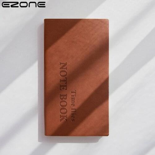 EZONE A6 Notebook Leather Soft Surface Hand Drawn Checkered Journal Student Stationery for School Carry Portable Diary Planner