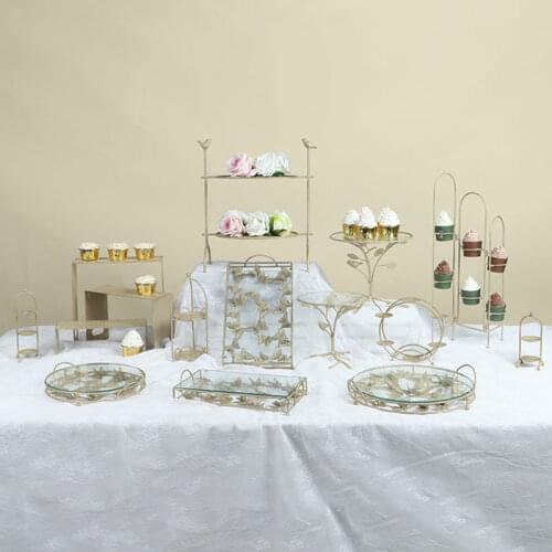 Champagne Golds Wedding Cake Stands Party Tableware Decoration Cupcake Food Display Plates Baking Tools Bakeware Cake Tools
