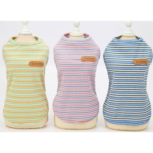 Color stripe pop dog clothing summer pet clothes dog cooling vest supplies ropa de perro cheap t shirt para perro chihuahua