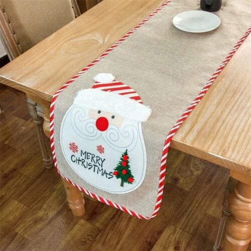 34*18cm christmas table runner cotton linen snowman Desktop Decorative Tablecloth Xmas Party Decor Dress Up Home Decoration 2021