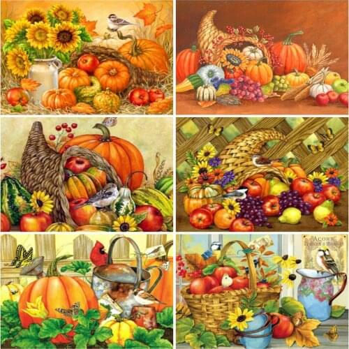 EverShine Diamond Painting Thanksgiving Cross Stitch Floral Full Square Diamond Embroidery Pumpkin Rhinestones Art Handmade Gift