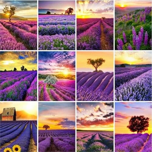 Evershine Diamond Painting Lavender Mosaic Kits 5D DIY Diamond Embroidery Sunset Cross Stitch Landscape Handmade Hobby Gift