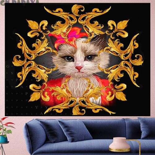 Court style retro Miss cat Deconstruction Tapestry wall hanging Vintage macrame Yoga Mat painting flower Wall Hanging home decor