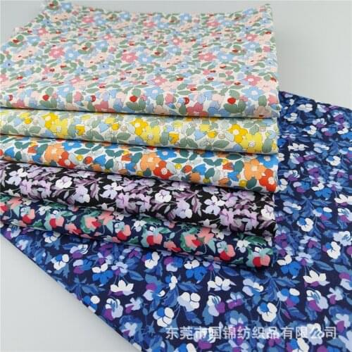 145x50cm 40s Plain Cotton Printed Small Floral Poplin Sewing Fabric, Making Womens Dress Shirt Girls Clothes Cloth