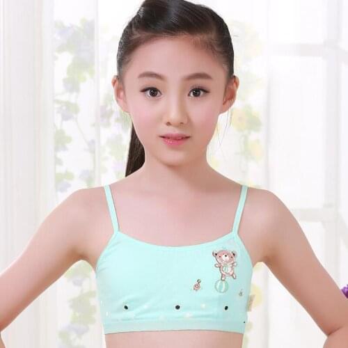 Girls no rims developmental stages of cotton bra vest student movement breathable anti emptied underwear kids bra