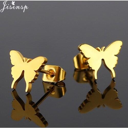 Jisensp 2020 Trendy Butterfly Stud Earrings Fashion Jewelry for Women Girls Cute Butterfly Cartilage Ear Studs Friendship Gift