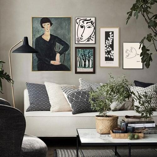 Classic Amedeo Modigliani Picasso Artwork Collection Sketch Canvas Print Painting Poster Wall Pictures Living Room Home Decor
