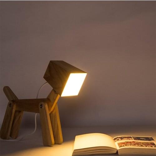 Creative Wooden Table Lamps Touch 3 Levels Dimmable Bedroom Lamp Art Reading Lampe Table Bedside Lamp Table-Light for Children