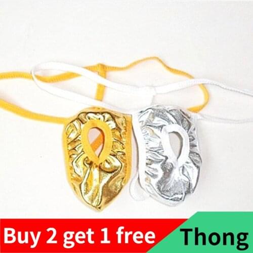 Buy 2 Get 1 Mens Thongs Open Hole Transparent Open T Pants with JJ Hollow Panties Underwear Men Sex Clothing
