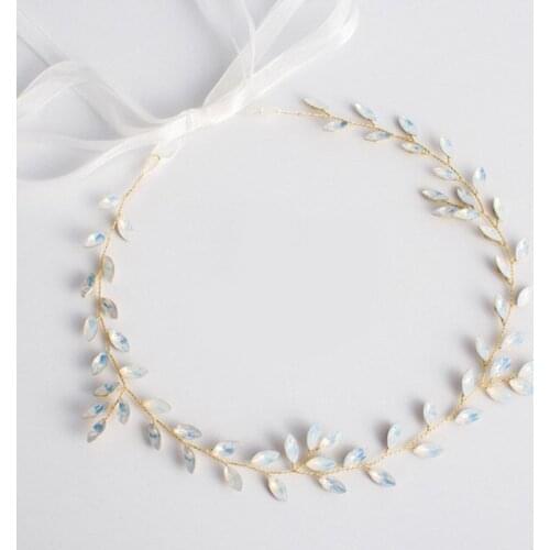 Handmade Ribbon Clear Crystal Wedding Headpieces Hair Vine Bridal Headband Hair accessories Women Hair Jewelry