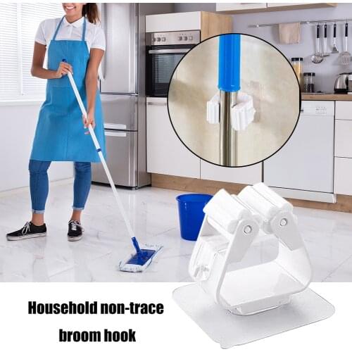 Multifunctional Self-adhesive Wall Mounted Mop Clip Holder Seamles Broom Hanging Bracket Storage Racks Tool For Bathroom Kitchen
