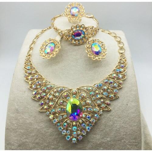 Fashion wedding Dubai Africa Nigeria Gold Earring Necklace romantic female bride jewelry Festival gift Travel Set