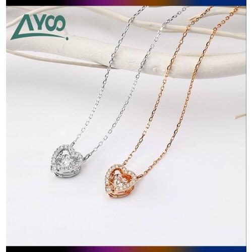 SWA Fashion Jewelry 1:1 Charm Beating Heart Necklace Female Fashion Smart Heart Shaped Clavicle Chain Necklace Romantic Gift