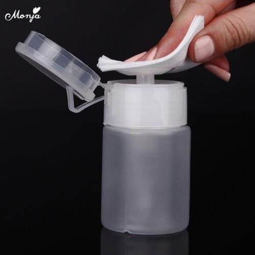 Monja 75mL Nail Art Dispenser Pump Bottle Nail Art Acrylic Gel Polish Cleaner Remover Liquid Alcohol Press Empty Clear Bottle