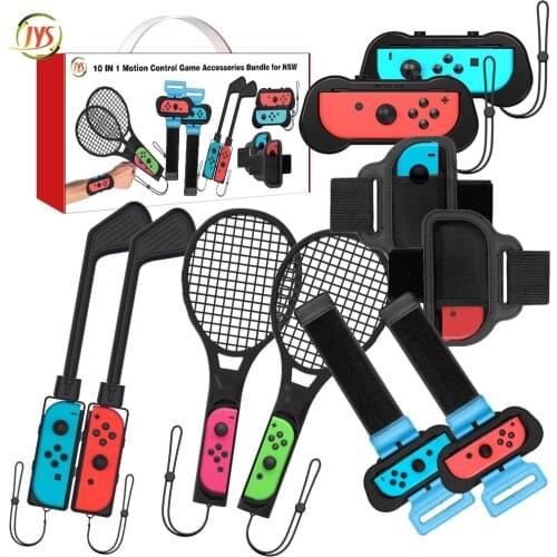 10 In 1 For Nintendo Switch Game Accessories Set NS Joycon Controller Handle Grip Dance wristband Golf clubs Joystick Kit