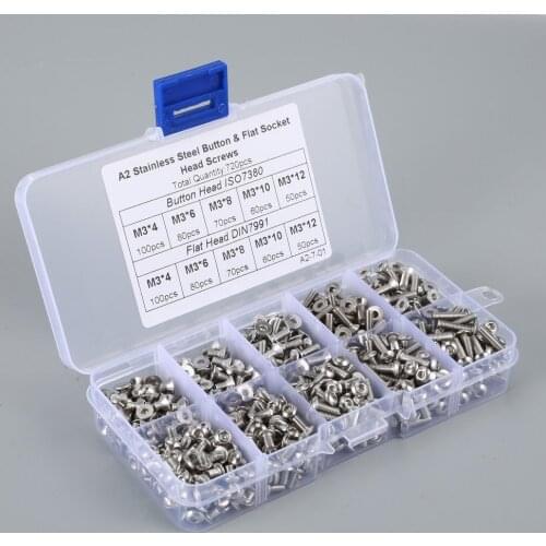 304 Stainless Steel Inner Hex Screw Set of Cylindrical Hexagon Socket Head Screws M2.5 320 pcs/box