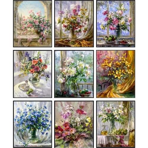 Embroidery Counted Cross Stitch Kits Needlework - Crafts 14 ct DMC Color DIY Arts Handmade Decor - Bouquet Collection 2