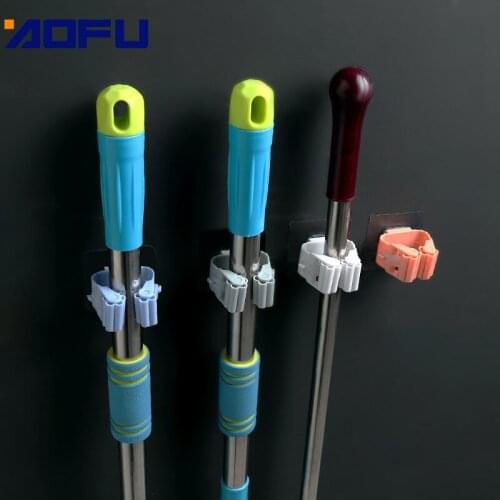 Wall Mounted Mop Organizer Holder Brush Broom Hanger Storage Rack Kitchen Kitchen Tools Shelves Sundries Brush Broom Hook PTCS