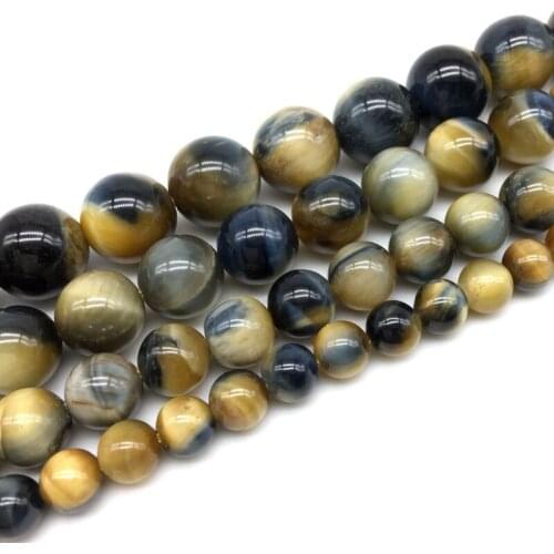 New Natural Colorful Blue Yellow Gold Tiger Eye Stone Beads Spacer 6 mm 8 mm 10 mm 12 mm Round Bead DIY Making Earrings Neckalce