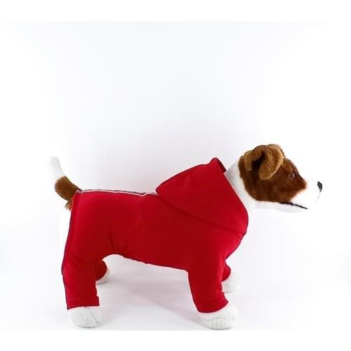 Dog clothes Long Sleeve Hooded Jumpsuit Red