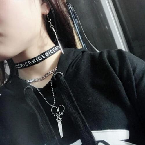 Large Scissor Pendant Necklace for Women Goth Gothic Steampunk Accessories Long Chain Necklaces Victorian Retro Charms Jewelry