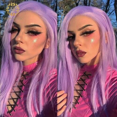 Purple Human Hair Lace Wig Transparent Lace Wigs Human Hair Wigs Straight Pre Plucked Glueless Wig For Black Women 130 Remy