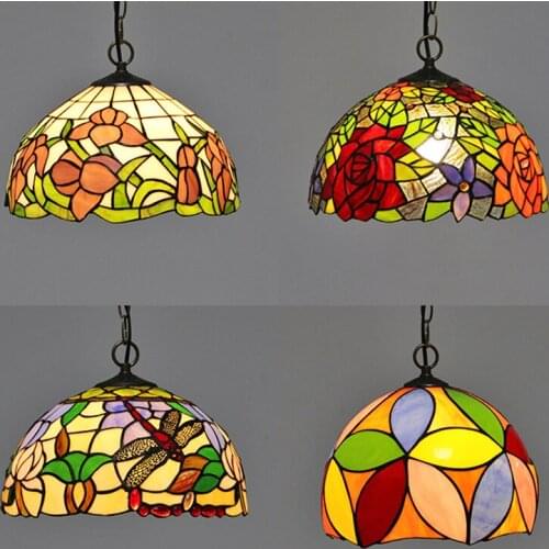 Retro Tiffany Pendant Light Colour Glass Lights For Bar Dining Room Bedroom Hallway Balcony Home Decor Mediterranean Chandeliers