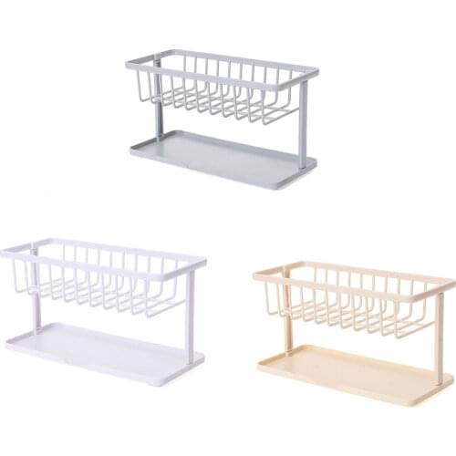 Kitchen Storage Rack Detachable Soap Sponge Sink Shelf Organizer Plastic Double Layer Storage Basket Kitchen Bathroom Drain Rack