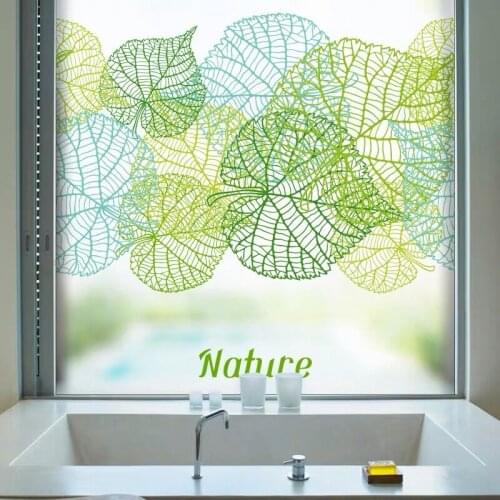 Custom Glass window Film electrostatic frosted sticker, home foil stickers ,waterproof for bathroom kitchen door Poster Leaf