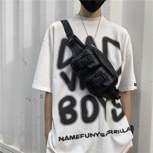 Unisex Waist Pack Hip hop Fanny Pack PU Leahter Waist Bag Fashion Ladies Chest Bags High Quality Man Black Purse Messenger Bag