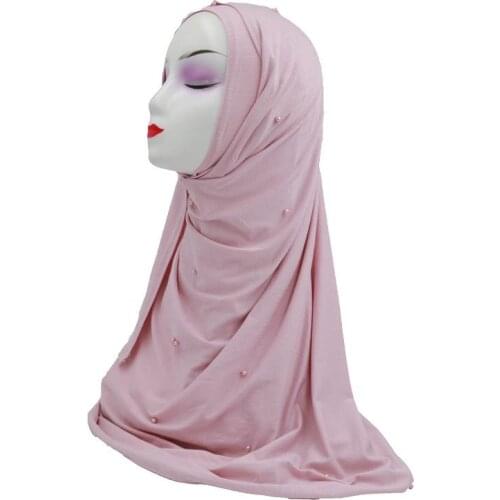 Plain Muslim Women Beads Amira Large Scarf Hijab Headscarf Wrap Islamic Shawl Turban Full Cover Stole Middle East Hijab 170*70cm