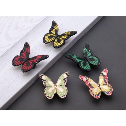 Colorful Butterfly Knobs Pulls Drawer Kitchen Cabinet Knobs Pulls Handles Antique Bronze Decorative Furniture Knob Pull Hardware