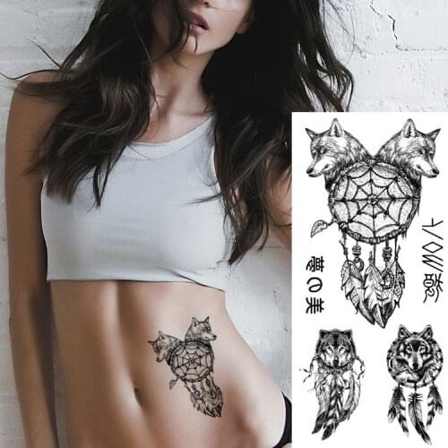 Real Looking Tattoo Wolf Sexy Tattoos for Men Womens Lion Deer Butterfly Phoenix Temporary Tattoos Waterproof Fake Tatoo Girls