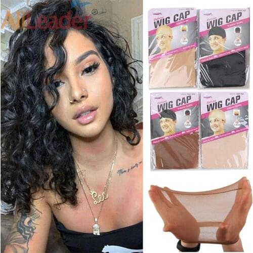 Alileader Quality 20Pieces (10 packs) Wig Cap Wig Nets Stretch Mesh Snood Hair Net Dark Brown Beige Black Wig Caps Stocking Caps