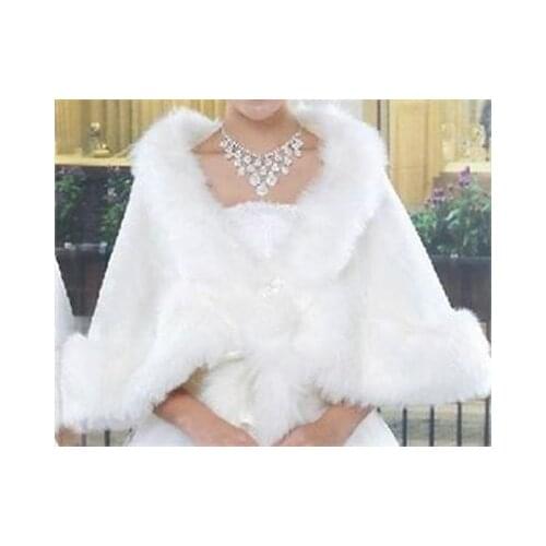 Bride Shawl Ivory Faux Fur Wedding Dress Bolero Wrap Cape Shrug Jacket Tippet