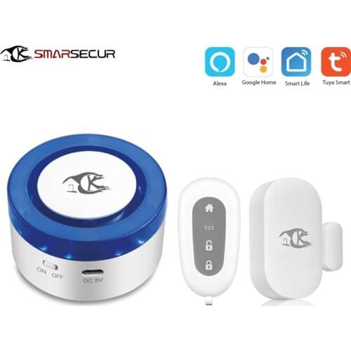 Tuya Smart home security wifi alarm siren for smart life free APP compatible 433Mhz Alarm Sensors