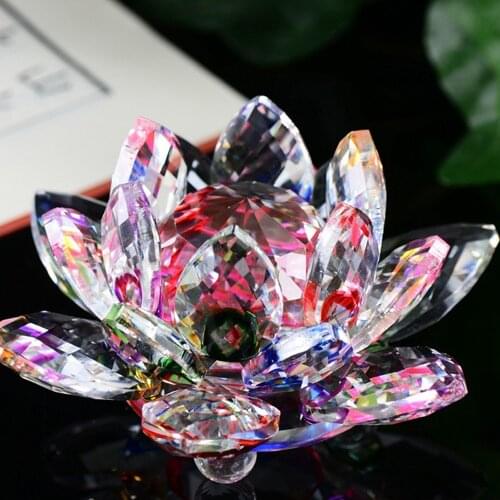 Crystal Lotus Glass Figure Paperweight Ornament Feng Shui Decor Collection Vintage Home Decor Accessories Craft Figurine Gifts
