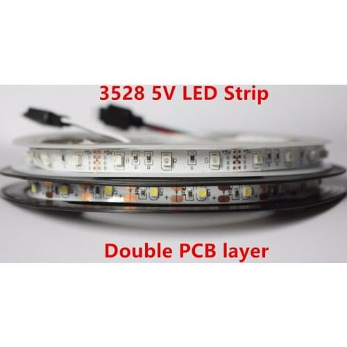 Non waterproof 60led/m 5M Led strip light tape DC5V 3528 smd white RGB car computer TV light flexible tape