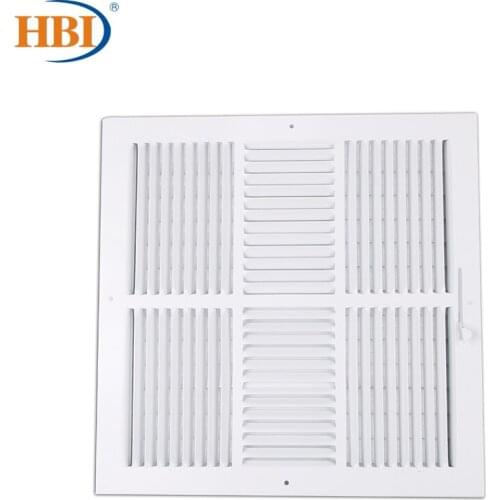 HBI 4Way W14"*H14" Straight-Blade Ventilation Grille Air Outlet Valve Air Supply Register Air Vent Cover Steel Ceiling/Sidewall