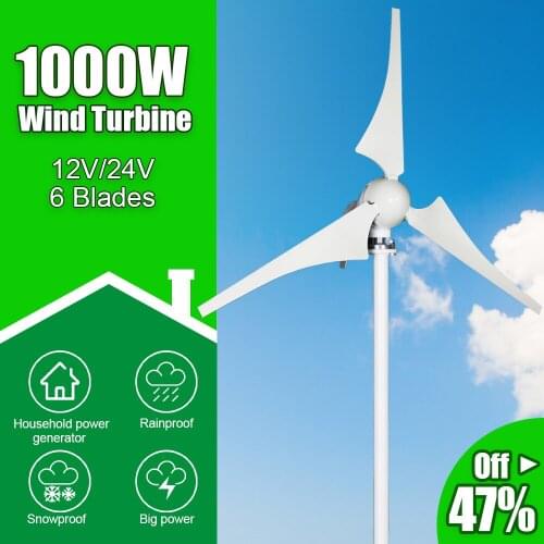 ES and RU Warehouses Free Energy 1000W 12V 24V 6 Blades Windmill Small Wind Turbine Generator For Home Farm Street Lamps Use